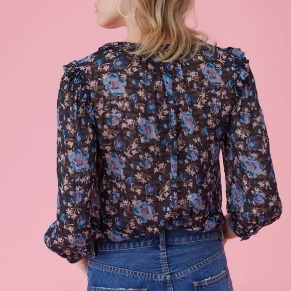 Rebecca Taylor Solstice Floral Pullover Silk Blouse, size 2 / Small - Picture 15 of 15